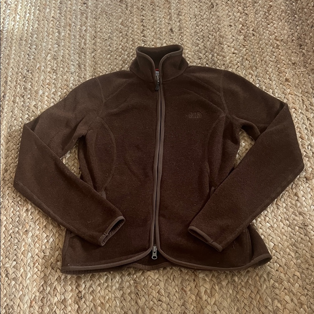 The North Face Brown Fleece Full Zip Jacket Women's Small EUC
